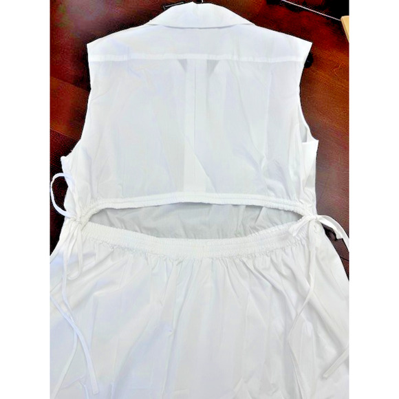 DKNY Women Sz L Sleeveless Poplin V-Neck POCKETS Cotton Midi Long Trendy NEW - Picture 13 of 14